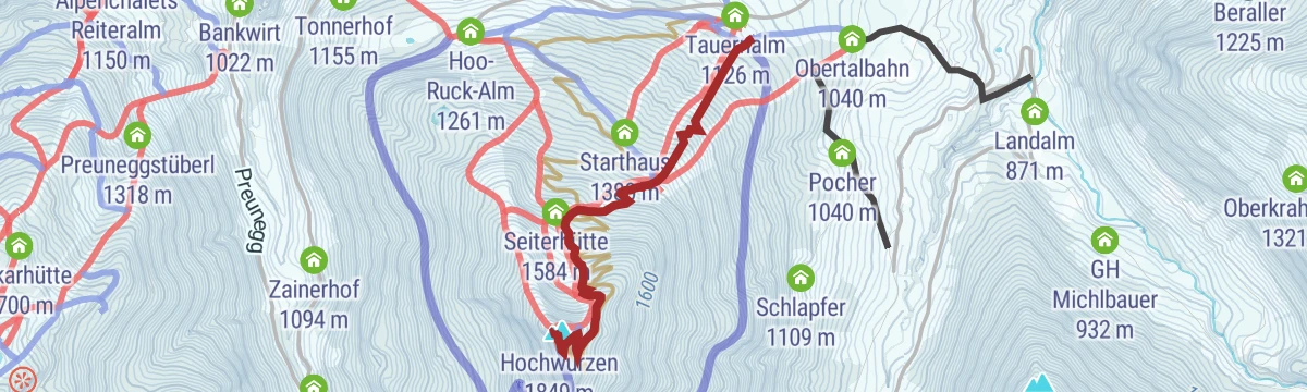 Route map: Abend-Skitour Hochwurzen
